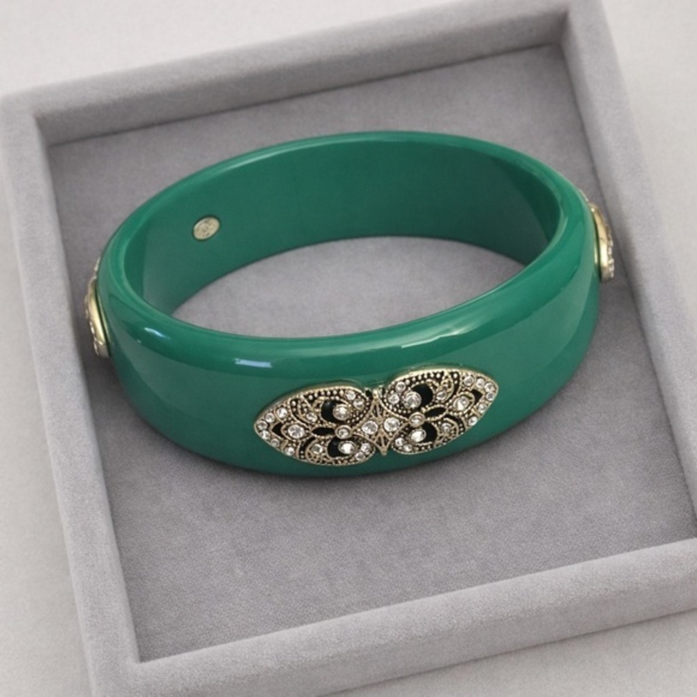 Premier Designs ROARING CHIC Green Acrylic Rhinestones Bangle NWOT #514A-514B